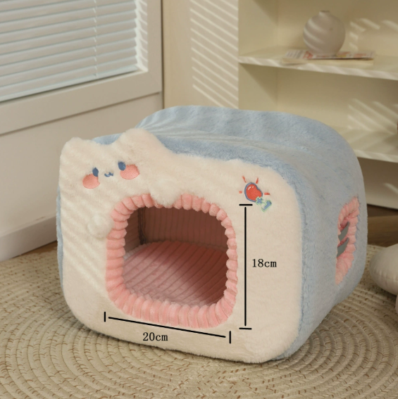 PawsCube Collapse-Proof Cat Bed – Reinforced Steel Frame & High-Density Foam, Insulated Side Window, Windproof Design